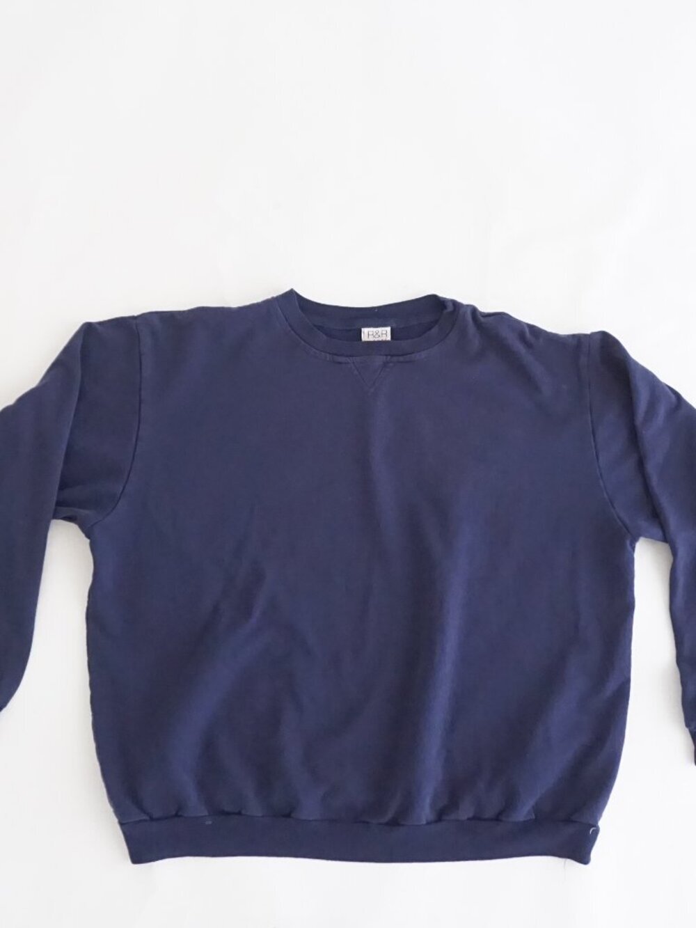 Vintage R&R Sport Navy Plain Cotton Sweatshirt Made in Canada Heavyweight S